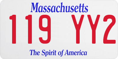 MA license plate 119YY2