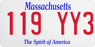 MA license plate 119YY3