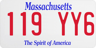 MA license plate 119YY6