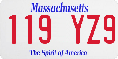 MA license plate 119YZ9
