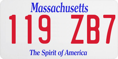 MA license plate 119ZB7
