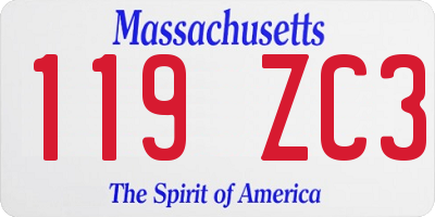 MA license plate 119ZC3