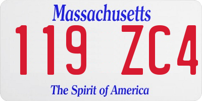 MA license plate 119ZC4