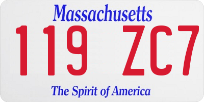MA license plate 119ZC7