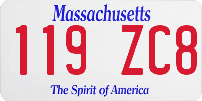 MA license plate 119ZC8