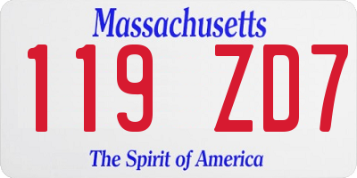 MA license plate 119ZD7