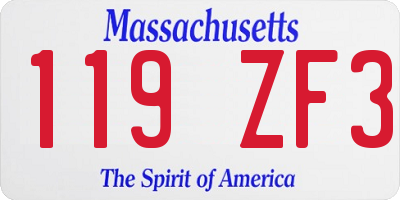 MA license plate 119ZF3