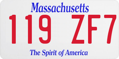 MA license plate 119ZF7