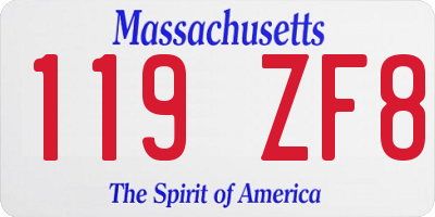 MA license plate 119ZF8
