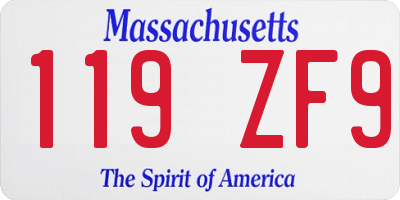 MA license plate 119ZF9