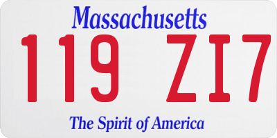 MA license plate 119ZI7