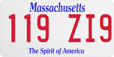MA license plate 119ZI9