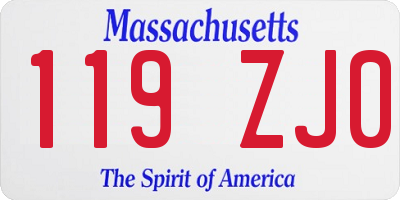 MA license plate 119ZJ0
