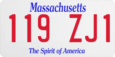 MA license plate 119ZJ1