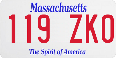 MA license plate 119ZK0