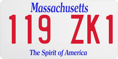 MA license plate 119ZK1