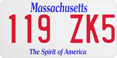 MA license plate 119ZK5
