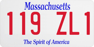 MA license plate 119ZL1