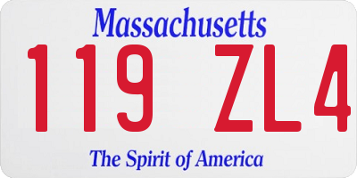 MA license plate 119ZL4