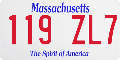 MA license plate 119ZL7