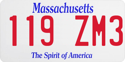 MA license plate 119ZM3
