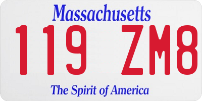 MA license plate 119ZM8