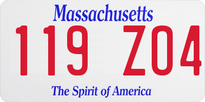 MA license plate 119ZO4