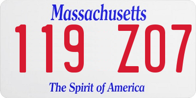 MA license plate 119ZO7