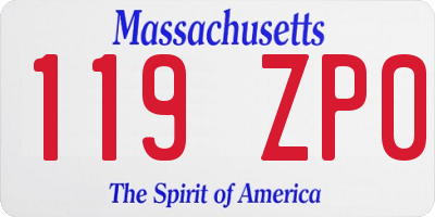 MA license plate 119ZP0