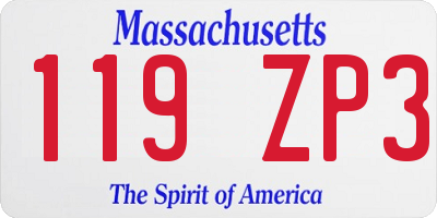 MA license plate 119ZP3