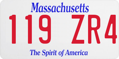 MA license plate 119ZR4