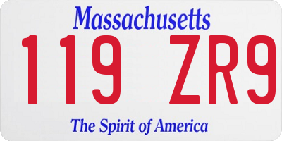 MA license plate 119ZR9