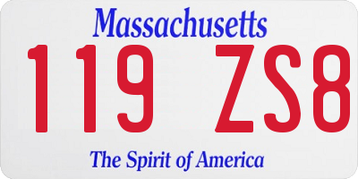 MA license plate 119ZS8