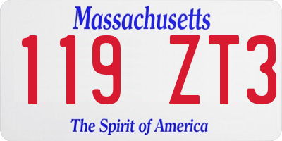 MA license plate 119ZT3