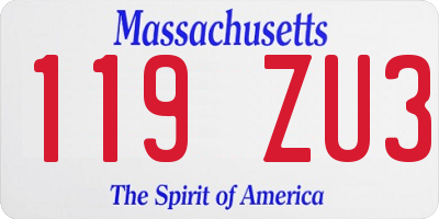 MA license plate 119ZU3