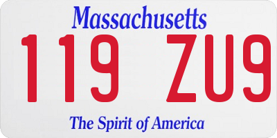 MA license plate 119ZU9