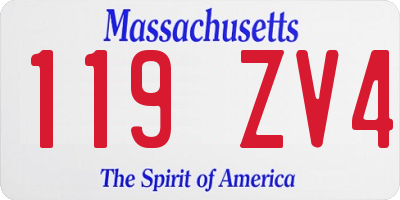 MA license plate 119ZV4