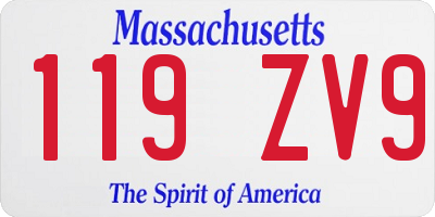 MA license plate 119ZV9