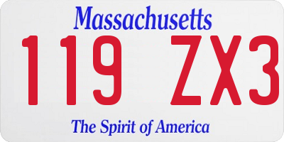 MA license plate 119ZX3