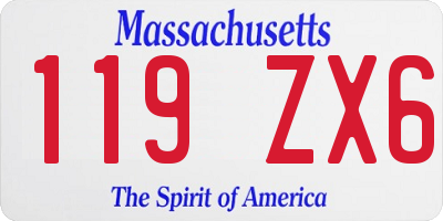 MA license plate 119ZX6