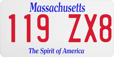 MA license plate 119ZX8