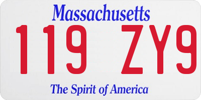 MA license plate 119ZY9