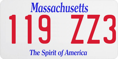 MA license plate 119ZZ3
