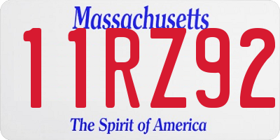 MA license plate 11RZ92