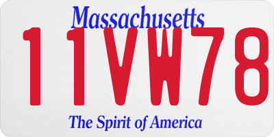 MA license plate 11VW78