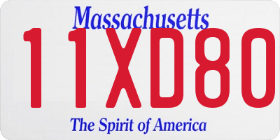 MA license plate 11XD80