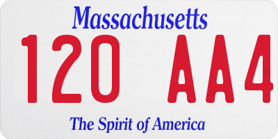 MA license plate 120AA4