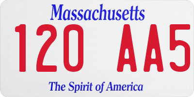 MA license plate 120AA5