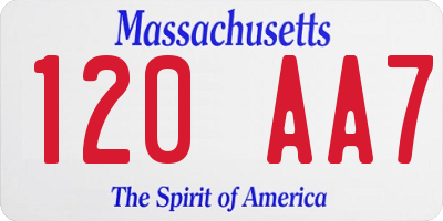 MA license plate 120AA7