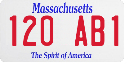MA license plate 120AB1
